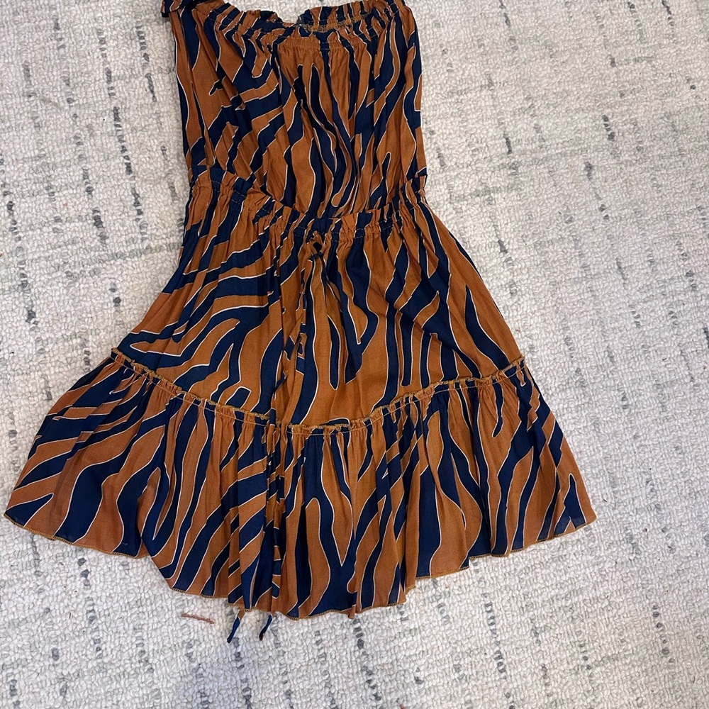 NWT!  Elan Orange and Navy Striped Dress